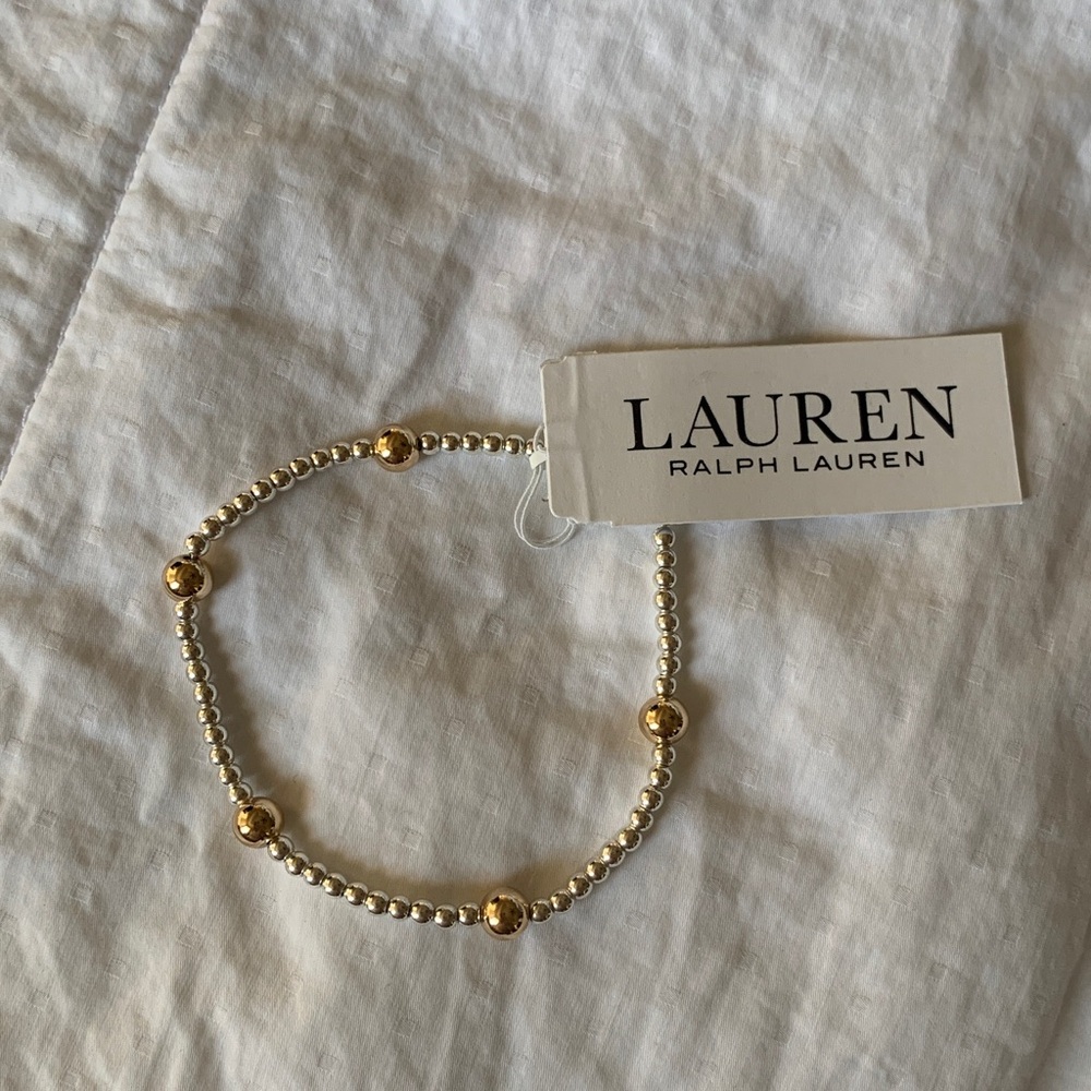 Lauren Ralph Lauren Two-Tone Beaded Station Bracelet - Picture 3 of 5